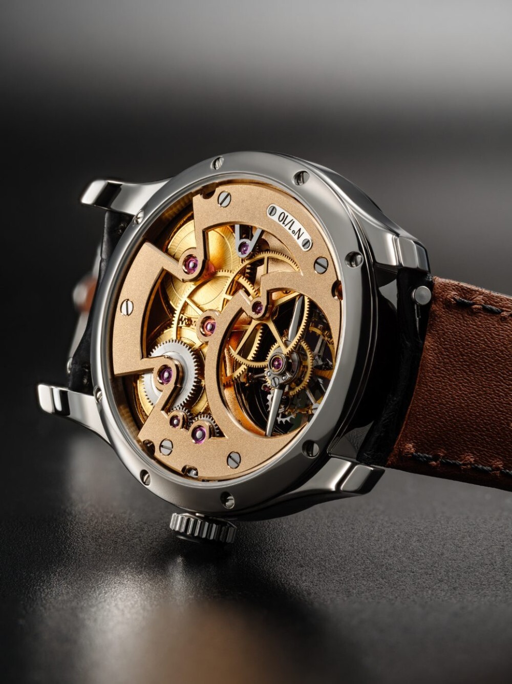 Caseback of the Sylvain Pinaud 30s Tourbillon showing the hand-finished movement