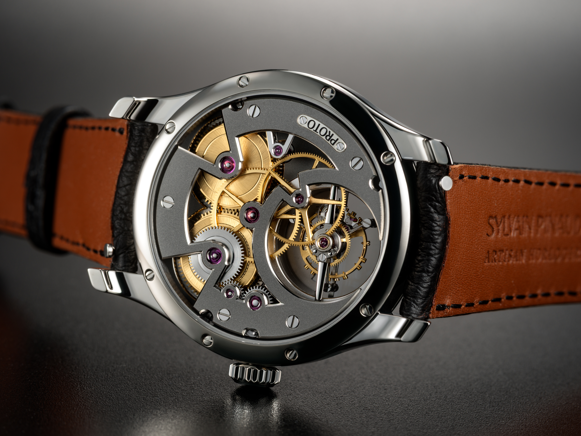Sylvain Pinaud 30s Tourbillon movement seen through the sapphire caseback Sylvain Pinaud 30s Tourbillon movement seen through the sapphire caseback